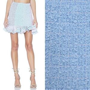 NWT PETERSYN 90s Y2K Windowpane Plaid Check Smocked Tiered Ruffle Mini Skirt S